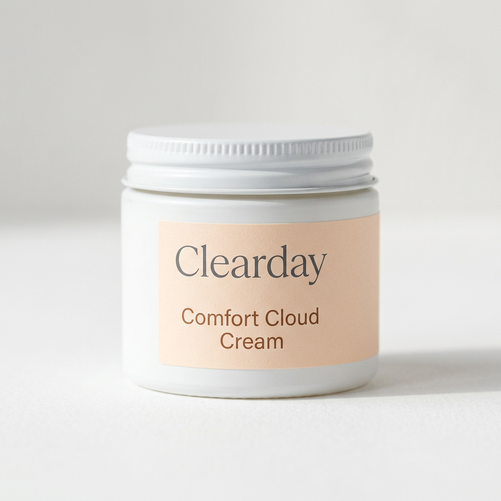 Clearday Comfort Cloud Cream cosmetic packaging on a white studio background