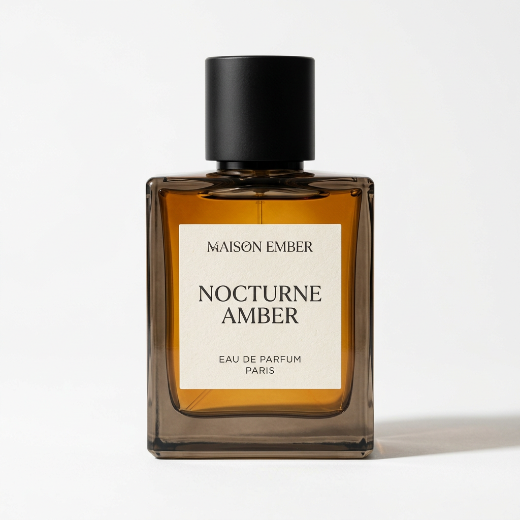 Maison Ember Nocturne Amber perfume bottle on a white studio background