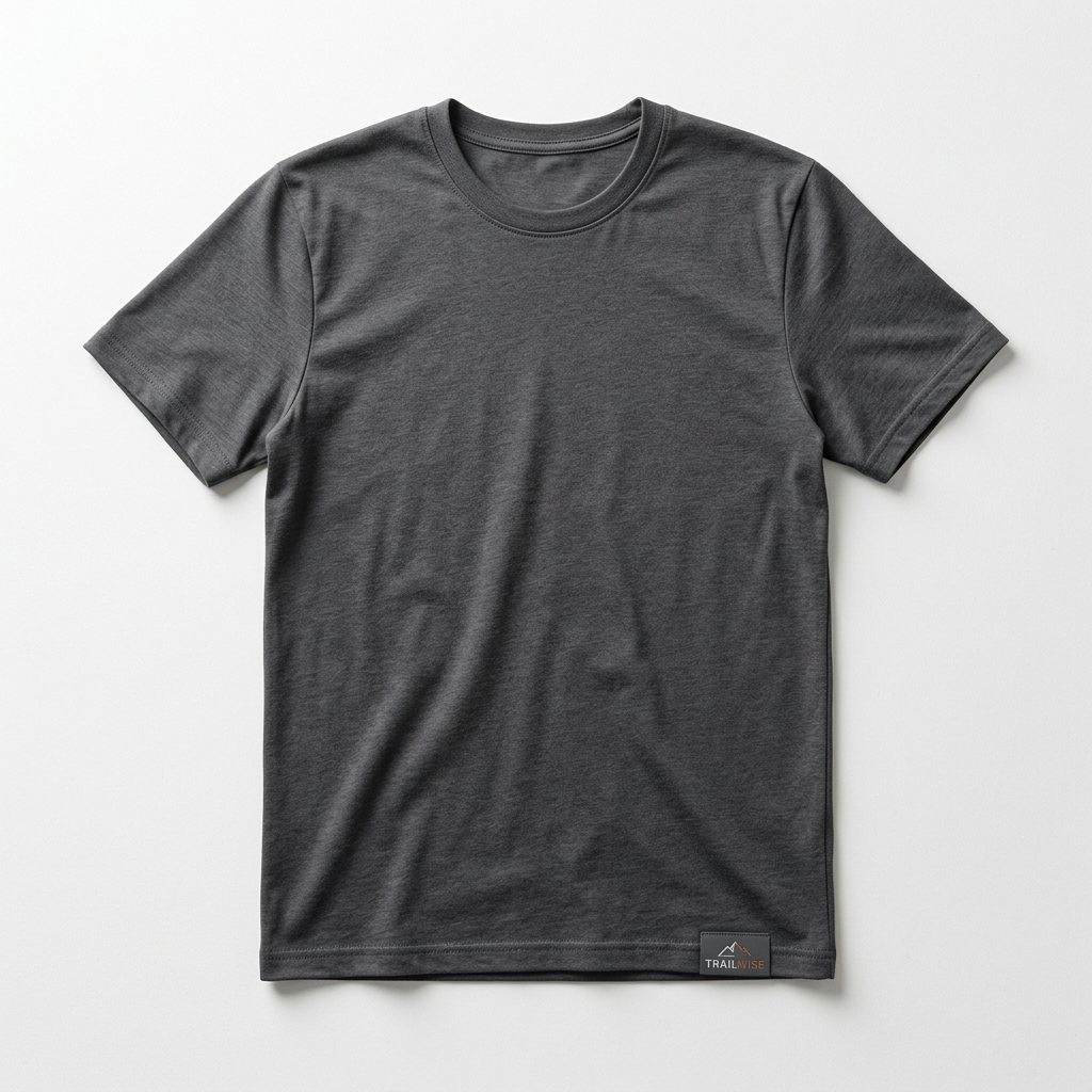 Trailwise Tempo T-Shirt in Charcoal shown flat on a white background