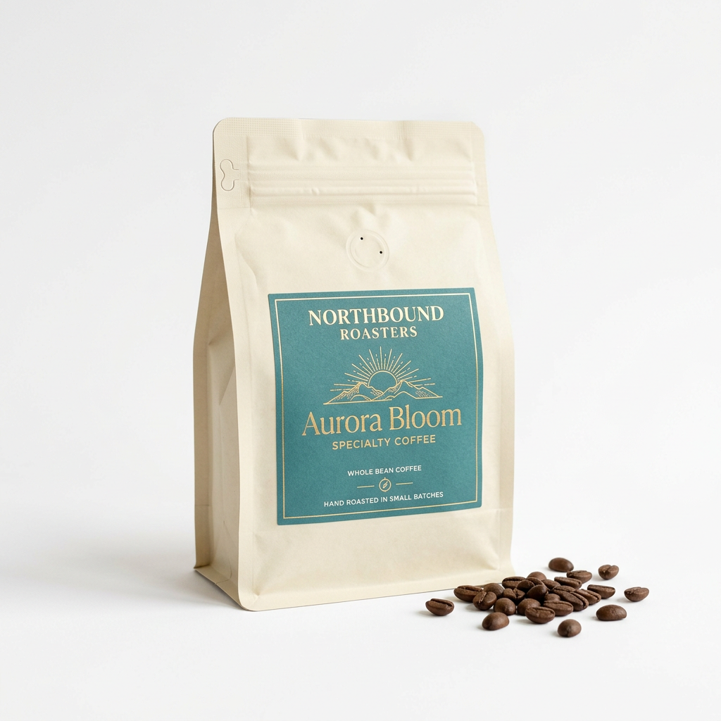 Northbound Roasters Aurora Bloom coffee bag on a white background