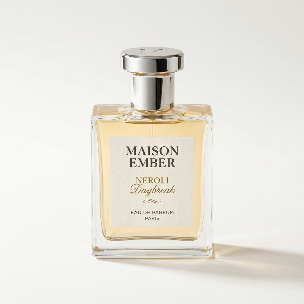Maison Ember Neroli Daybreak perfume bottle on a white studio background
