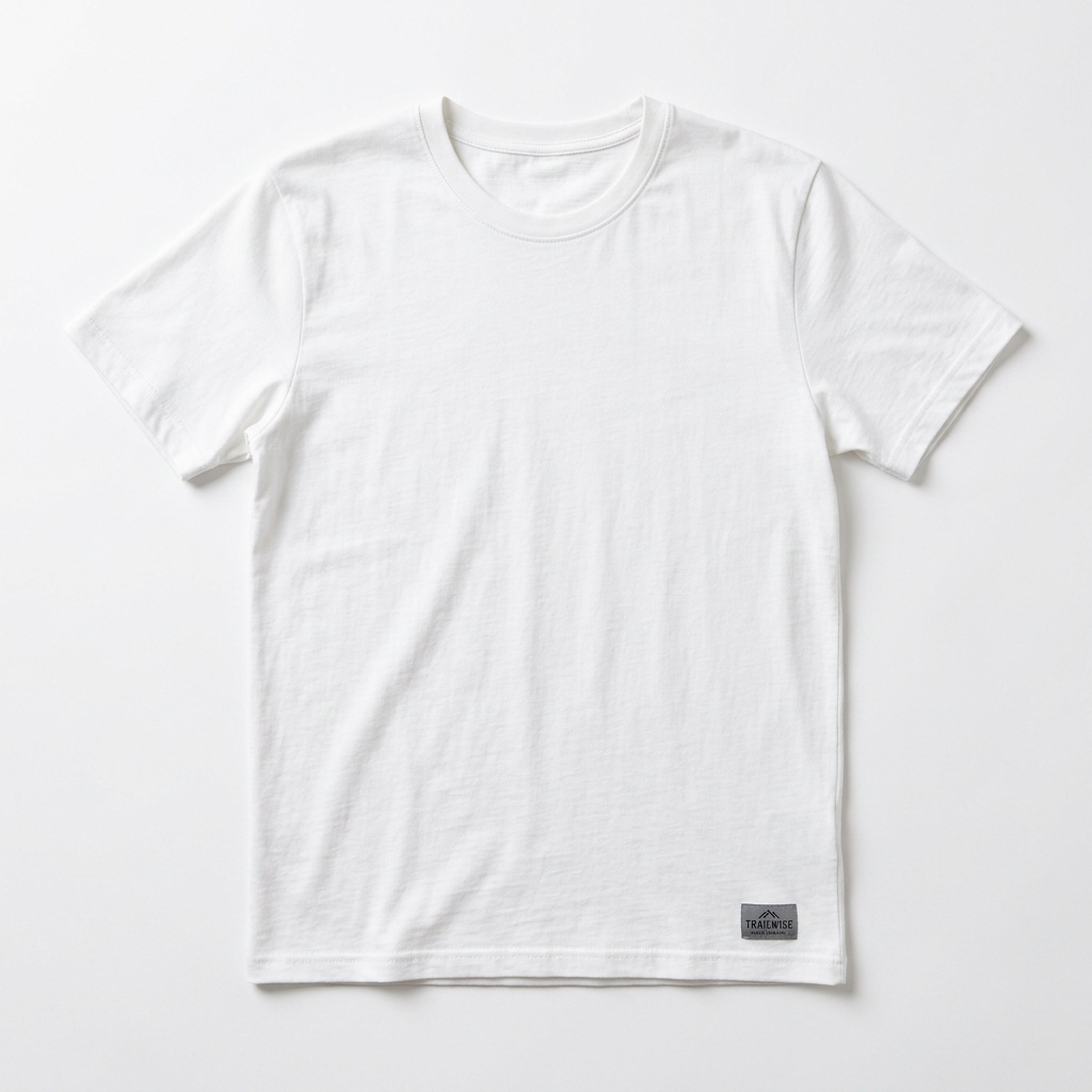 Trailwise Ridge Essential T-Shirt in White shown flat on a white background
