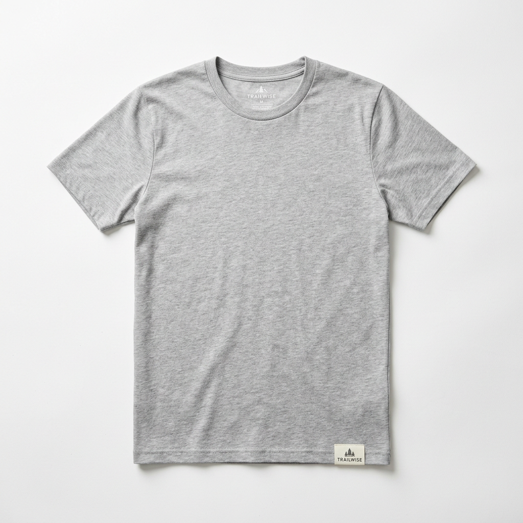 Trailwise Roam Light T-Shirt in Light grey shown flat on a white background