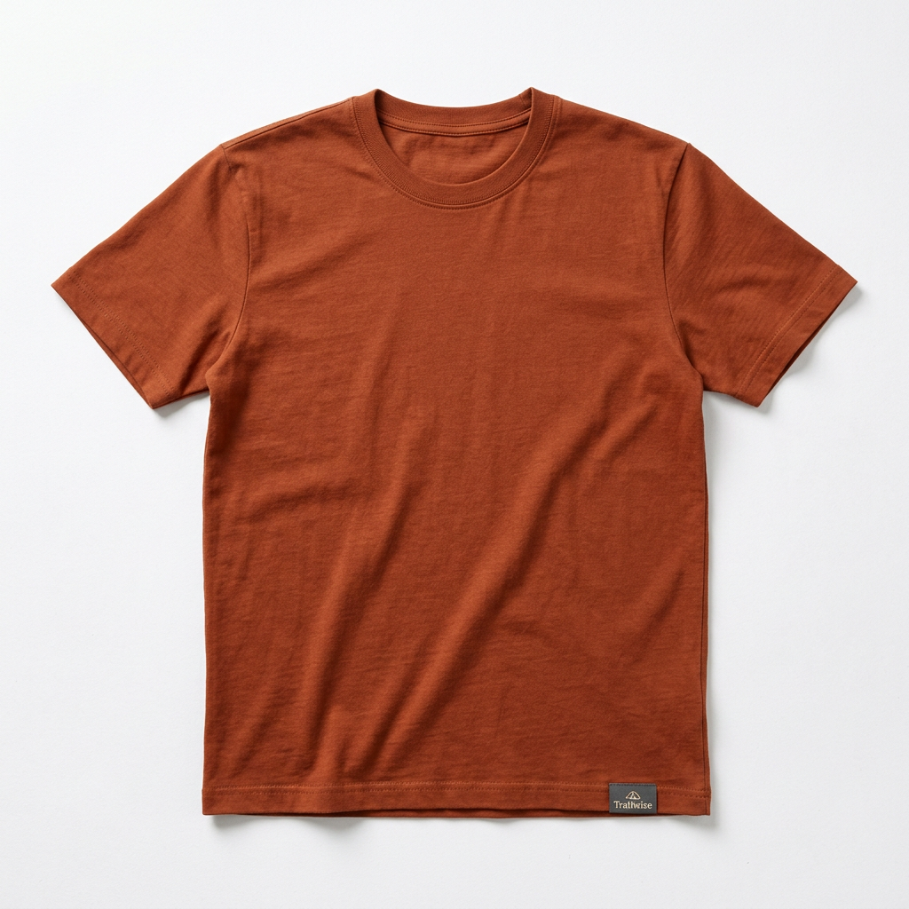 Trailwise Waypoint T-Shirt in Rust shown flat on a white background